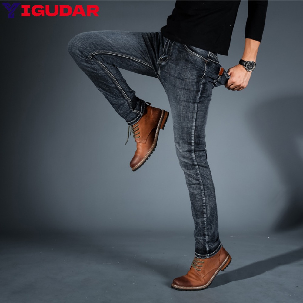 Streetwear Brand Jeans - กางเกงยีนส์ทรงสกินนี่ผ้ายืดสไตล์มินิมอลสำหรับผู้ชาย รุ่นใหม่ปี 2025 แบรนด์ดัง กางเกงลำลองทรงดินสอ เสื้อผ้าสตรีทแวร์สไตล์