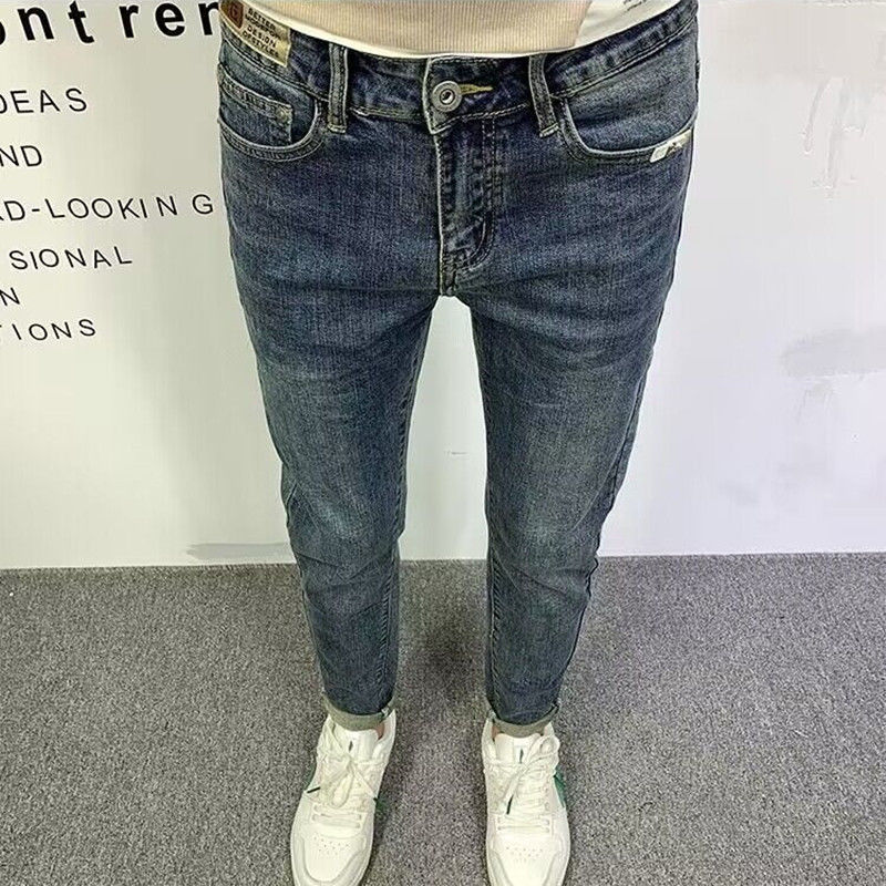 Streetwear Brand Jeans - ฮาราจูกุแฟชั่นสตรีทแวร์กางเกงยีนส์ผู้ชายอินเทรนด์ยี่ห้อยืดหยุ่นสบายๆกางเกงยีนส์กางเกงเยาวชนเกาหลีเรียบง่ายบางและบางกางเกง