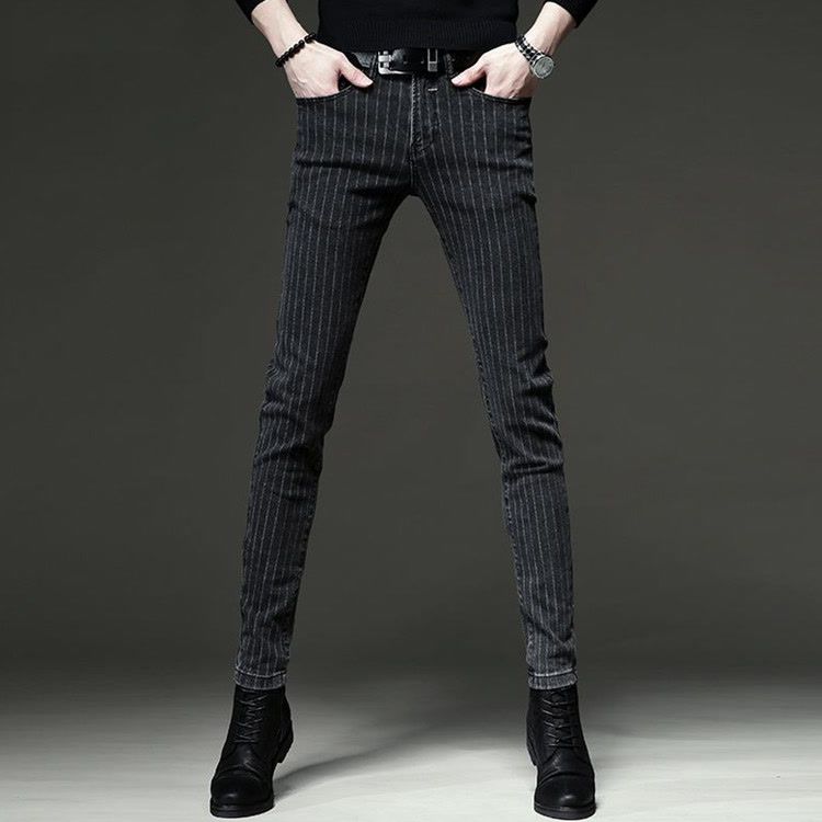Streetwear Brand Jeans - กางเกงยีนส์ลาย2025ผู้ชายอินเทรนด์ฤดูใบไม้ร่วงใหม่Slim-Fitยืดหยุ่นอเนกประสงค์ขนาดเล็กสบายๆStreetwearกางเกงทํางานMan