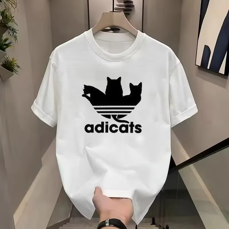 Streetwear Brand Cat - 2026 ใหม่ ADICATS สร้างสรรค์ลายพารอดี้ แคท ฟันเสื้อยืดผ้าฝ้ายเสื้อยืดกราฟิกผู้ชายผู้หญิงฤดูร้อนสตรีทแวร์