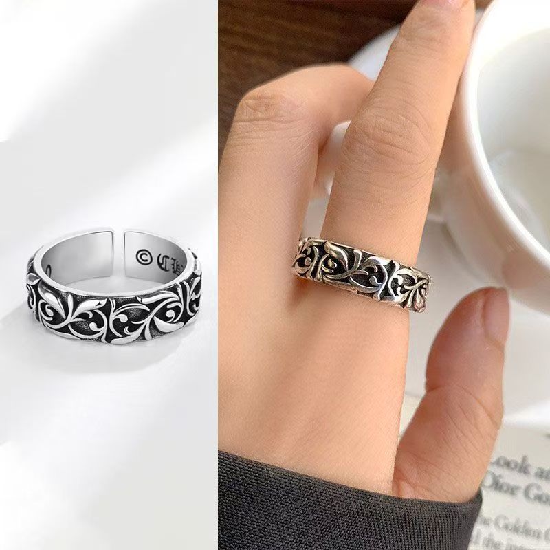 Chrome Hearts Ring - เรโทร อีเทอร์นัล ไวน์แหวนเงินสีพังก์กอธิควินเทจแหวนเปิดสำหรับผู้ชายผู้หญิงแฮนด์เมดดีไซเนอร์เครื่องประดับอุปกรณ์เสริมสำหรับทั้งชายและหญิง