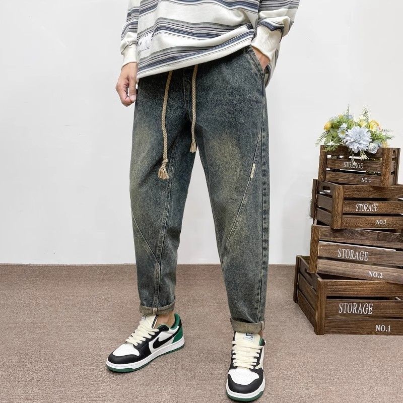 Streetwear Brand Jeans - กางเกงยีนส์ทรงฮาร์แลนแบรนด์ดังรุ่นใหม่ล่าสุดสำหรับฤดูร้อน สไตล์เรโทรเท่ๆ หลวมๆ ดูดี มีสไตล์ กางเกงลำลองแนวสตรีทแวร์