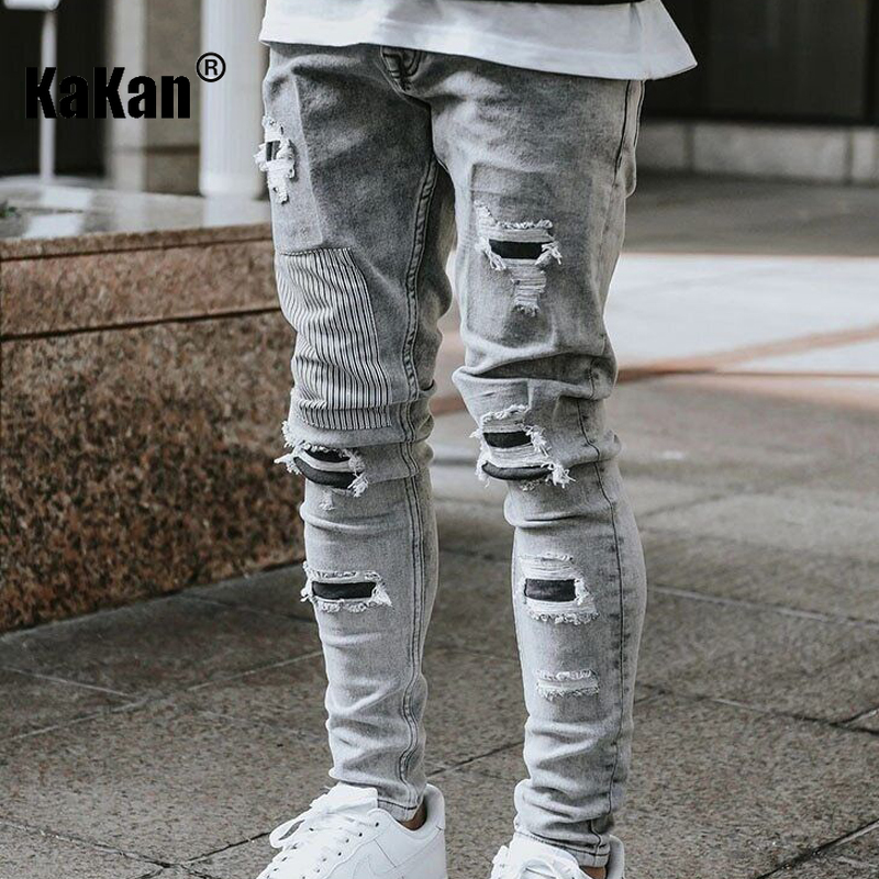 Streetwear Brand Jeans - Kakan-y2k ใหม่ผู้ชายสวมใส่ขาเล็กกางเกงยีนส์ยืดหยุ่น,Slim และหล่อผู้ขับขี่รถจักรยานยนต์รองเท้ากางเกงยีนส์ยาวกางเกงยีนส์,กางเกงยีนส์แบรนด์ Man