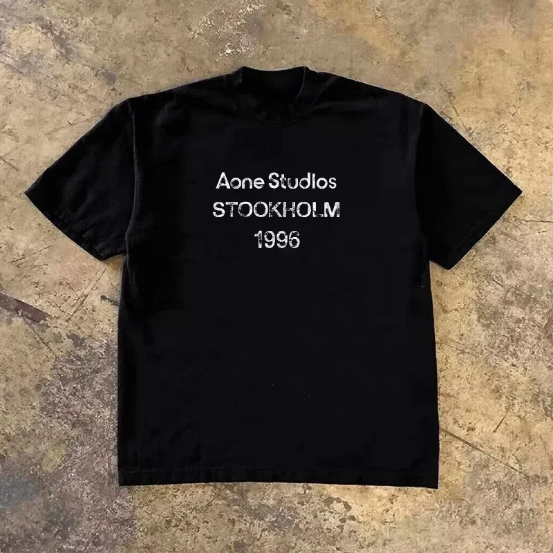 Streetwear Brand With A Logo - โลโก้คลาสสิก STOCKHOLM 1996 หรูหราแบบเรียบง่ายเสื้อยืดแบรนด์ผ้าฝ้ายเสื้อยืดกราฟิกผู้ชายผู้หญิงฤดูร้อนสตรีทแวร์