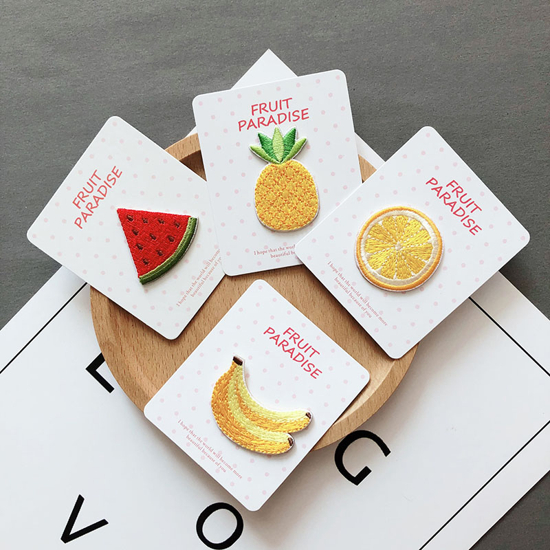 Streetwear Brand Stickers - AHYONNIEX 1PC พีช Apple ผลไม้เย็บปักถักร้อยแพทช์สําหรับกระเป๋ากางเกงยีนส์เชอร์รี่มะนาวเหล็กบน Applique