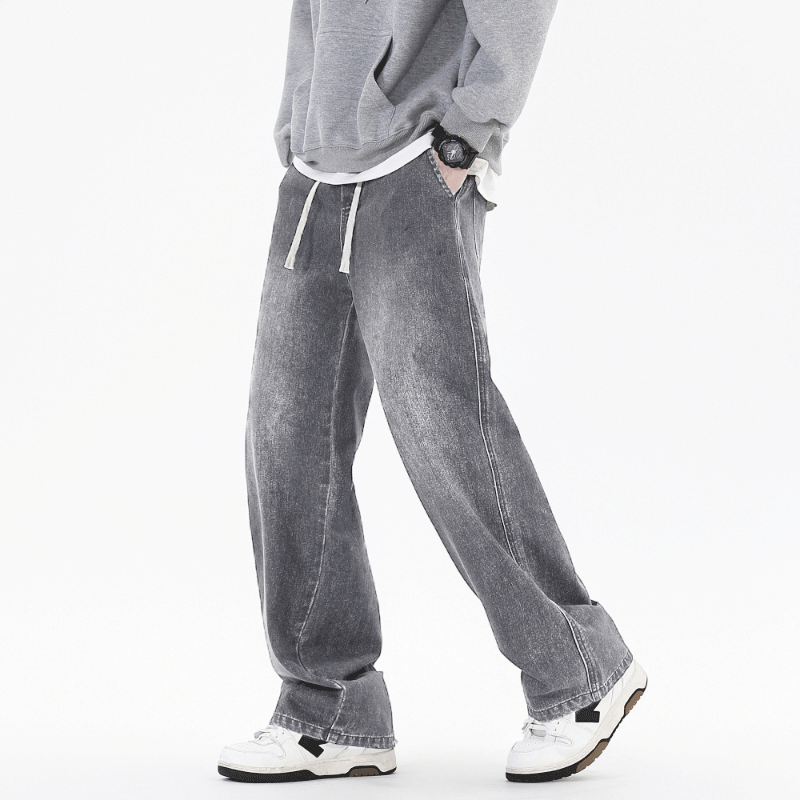 Streetwear Brand Jeans - ฤดูใบไม้ผลิฤดูใบไม้ร่วงใหม่สตรีทแวร์กางเกงยีนส์หลวมผู้ชายแฟชั่นสไตล์เกาหลีหลวมตรงกางเกงขากว้างผู้ชายเสื้อผ้าแบรนด์ S-3XL