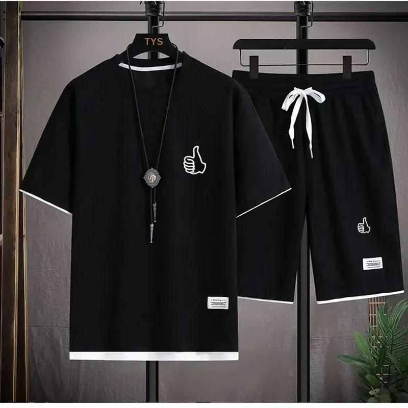Streetwear Brand Cat - Hip Hop ฤดูร้อน Streetwear แมวกราฟิกสั้นชุดผู้ชายเสื้อผ้าขนาดใหญ่ Unisex