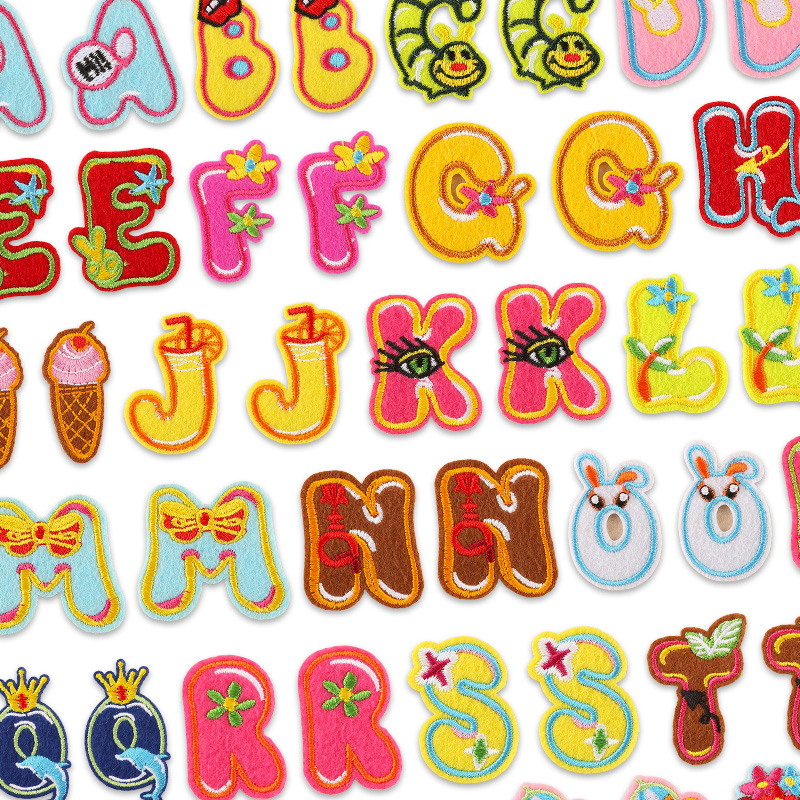 Streetwear Brand Stickers - 26 ชิ้น/จํานวนมากชุด Letter Patch สัตว์ดอกไม้น่ารัก Lot