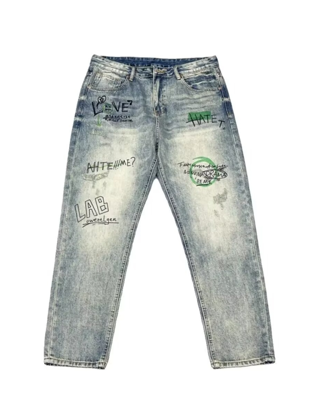 ยีนส์ขาตรงทรงหลวมสไตล์อเมริกัน - Streetwear Brand Jeans บทวิจารณ์และราคา