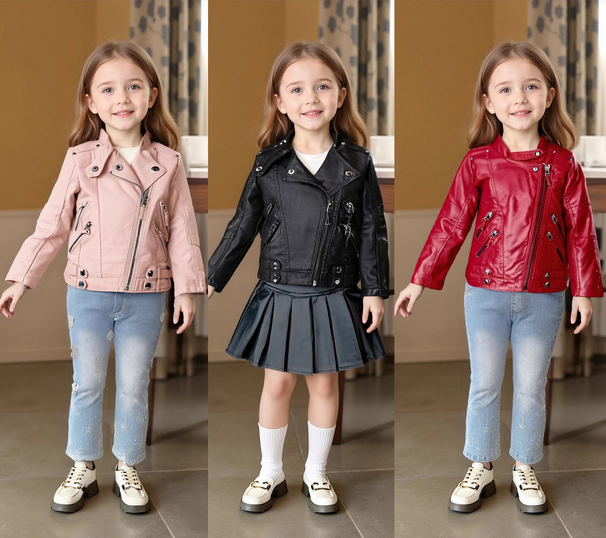 เสื้อแจ็คเก็ตหนัง PU สีชมพูแดง - Streetwear Brand With A Logo บทวิจารณ์และราคา