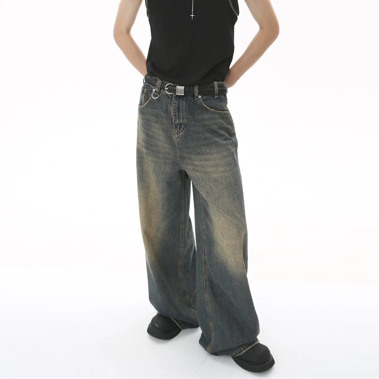 กางเกงยีนส์ทรงตรงขากว้างสไตล์ว - Streetwear Brand Popular บทวิจารณ์และราคา