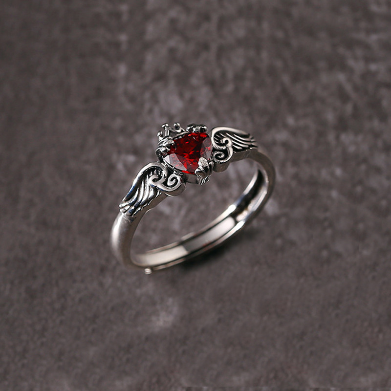 เงินแท้ 925 รูปหัวใจสีแดง ​ แห - Chrome Hearts Ring บทวิจารณ์และราคา