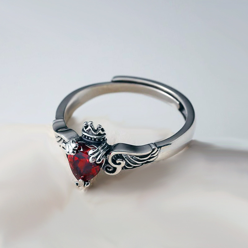 เงินแท้ 925 รูปหัวใจสีแดง ​ แห - Chrome Hearts Ring บทวิจารณ์และราคา