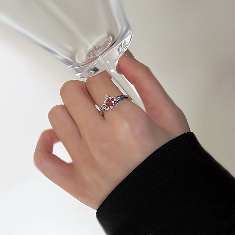 เงินแท้ 925 รูปหัวใจสีแดง ​ แห - Chrome Hearts Ring บทวิจารณ์และราคา
